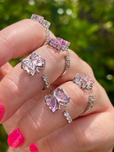 Load image into Gallery viewer, Beautiful Hand Carved Fluorite Crystal &amp; CZ Butterfly Ring