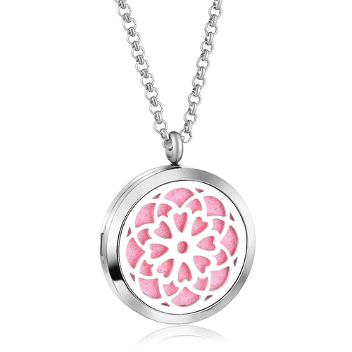Surgical Steel Diffuser Lockets for Essential Oils with Gift Box - Flower Design