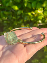 Load image into Gallery viewer, Wire Wrapped Green Fluorite Crystal Cuff Bracelet