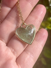 Load image into Gallery viewer, Faceted Crystal Heart Necklace - Green Strawberry Quartz
