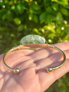 Wire Wrapped Green Fluorite Crystal Cuff Bracelet