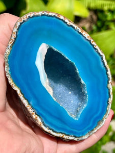 Large Sparkling A Grade Blue Agate Geode