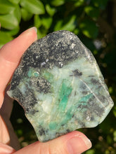 Load image into Gallery viewer, Large Polished Natural Brazilian Emerald Polished Slice #2