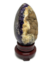 Load image into Gallery viewer, 15 Cm Unique Amethyst Cluster Geode Crystal Egg with Botryoidal Chalcedony