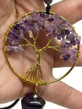 Load image into Gallery viewer, Beautiful Wire Wrapped Amethyst Crystal Tree of Life Pendulum Necklace