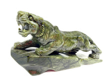 Load image into Gallery viewer, 19.5 CM Green Serpentine Jade Prowling Tiger Carving