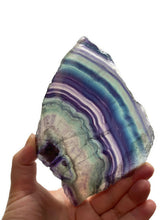 Load image into Gallery viewer, Multicoloured Rainbow Fluorite Crystal Butterfly Fairy Wing Polished Slice