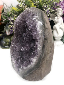 Large Brazilian Amethyst Standing Cluster with Polished Edge #1