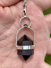 Load image into Gallery viewer, Premium Quality Herkimer Shaped Violet Amethyst with Garnet Divination Pendulum