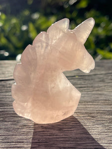 Brazilian Rose Quartz Crystal Unicorn Carving