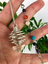 Load image into Gallery viewer, Spiral Cage Pendulum with Chakra Chain (Silver)