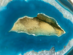 XL Sparkling Teal Blue Agate Druze Geode Cave