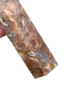 Large A Grade Pink Agate Druzy Polished Generator Point