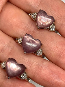 Premium Quality Purple Lepidolite Mica Heart Ring