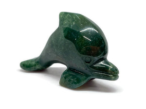 Hand Carved 2” Moss Agate Dolphin
